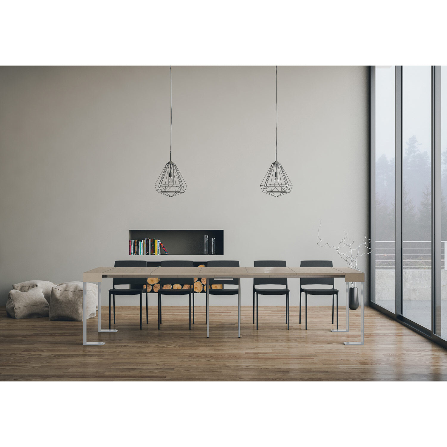 Console Extensible 90x40/300 cm Tecno Cachemire cadre Blanc