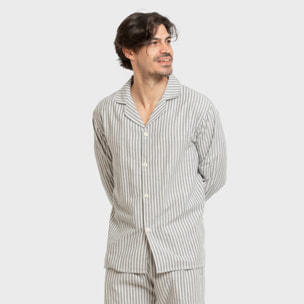 Pijama franela manga larga camisero hombre Raya Ceballos Verde
