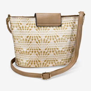 Bolso bandolera tostado en rafia con solapa