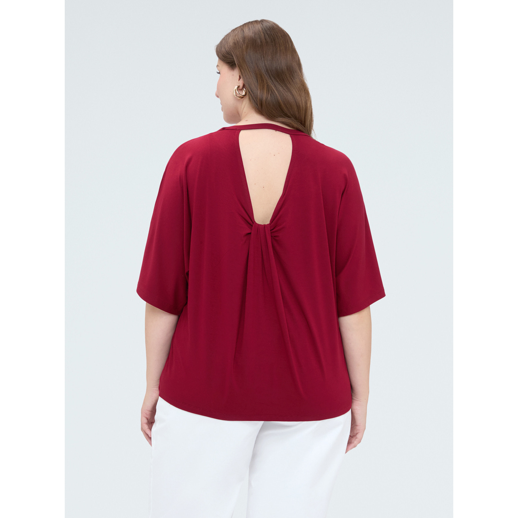 Fiorella Rubino - T-shirt in jersey con cut-out - Bordeaux