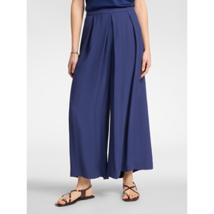 Elena Mirò - Pantaloni ampi con pieghe - Blu