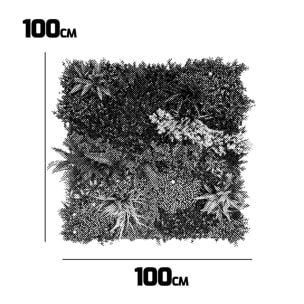 Gaia - Giardino verticale con foglie e fiori, pannello 100x100 cm