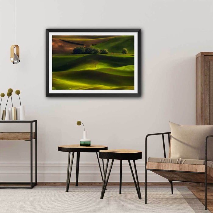 Affiche Colline USA Affiche + cadre en bois - Noir