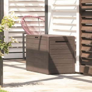Baul de jardin 280 litros Prosperplast Woodebox de plastico en color ocre oscuro 116 x 43,8 x 55 cm