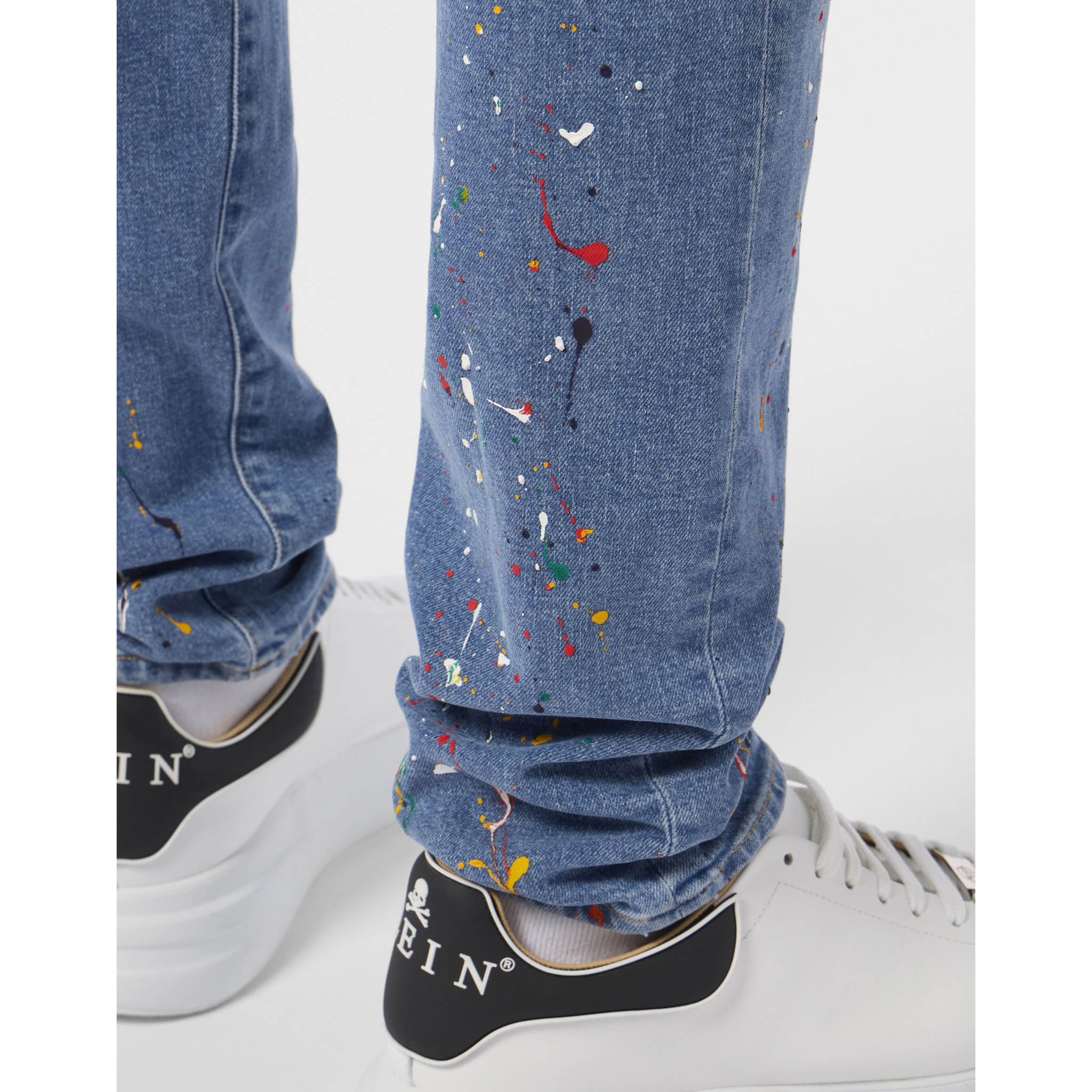 PHILIPP PLEIN Super Straight Cut Jeans Paint