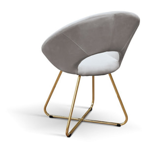 Set di 4 poltroncine ZANTE in tessuto effetto velluto grigio e base in metallo color oro