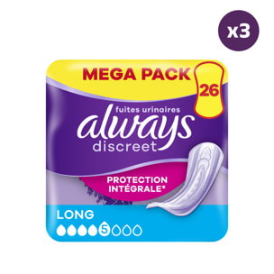 3x26 Serviettes pour Fuites Urinaires Always Discreet - Long