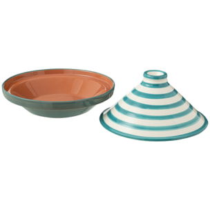 J-Line tajine Granada Stripes - céramique - blanc/aqua