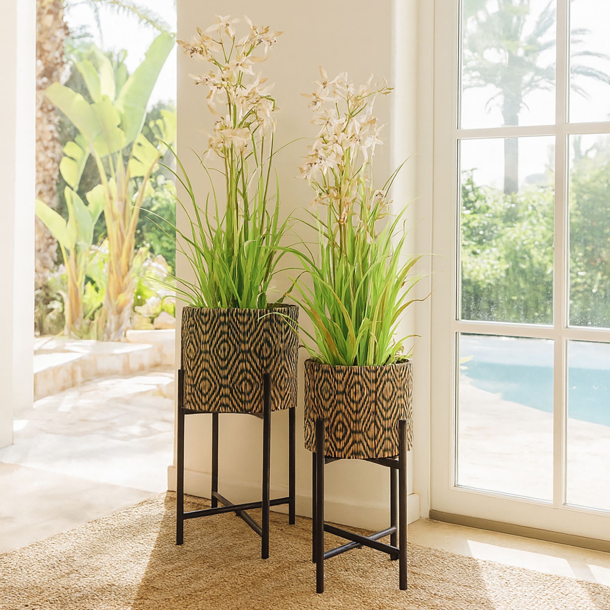 Cache pot sur pieds noirs 27 x h40cm YORI