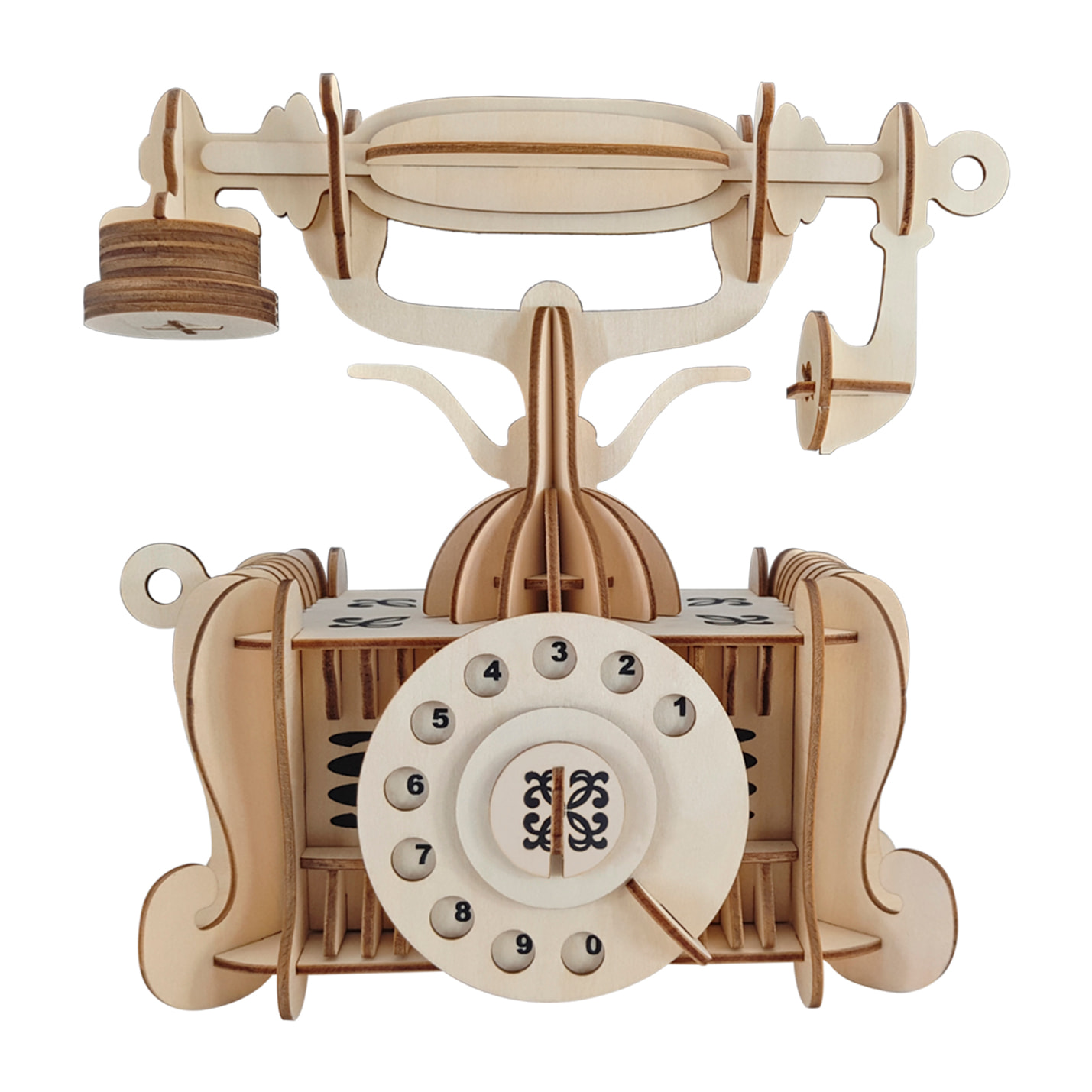 Puzzle 3D in legno. Telefono antico. 124 pezzi.