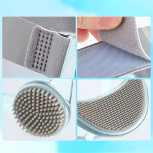 Soporte ergonómico para cuello con ajuste de altura y rotación 360°, ideal para mejorar la postura en casa o trabajo.