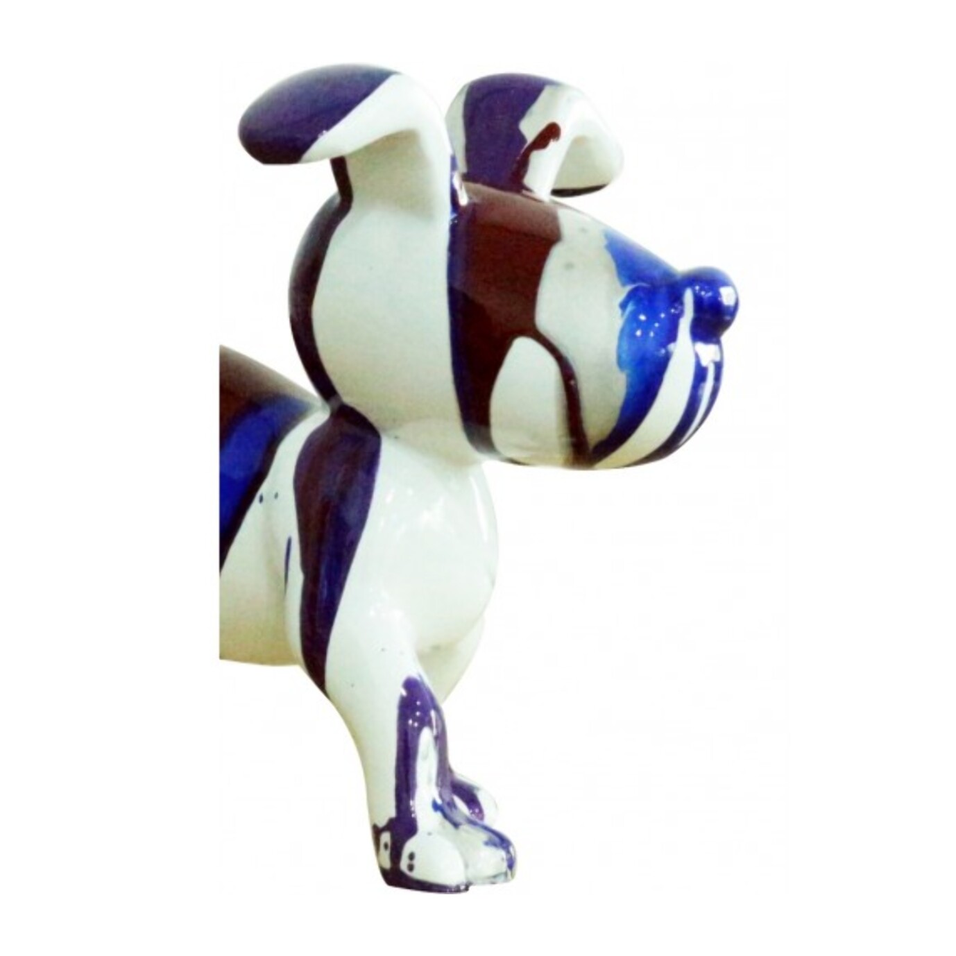 Statuette chien bleu et marron en résine H14cm - WHITE SNOOP