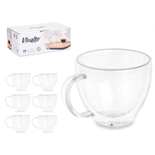 PACK 6 TAZAS CAFE BOROSILICATO dobnle pared 140 ML