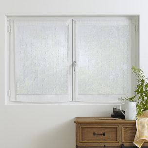 Paire de petits voilages droits à rayures - Blanc