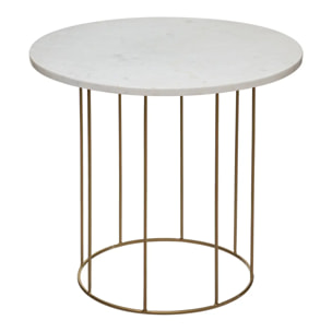Lot de 2 tables gigognes "Garance" blanc plateau marbre