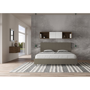 Letto matrimoniale king size senza rete imbottito 180x210 similpelle cappuccino Sunny