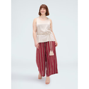 Fiorella Rubino - Pantalones Wide Leg de viscosa a rayas - Burgundy