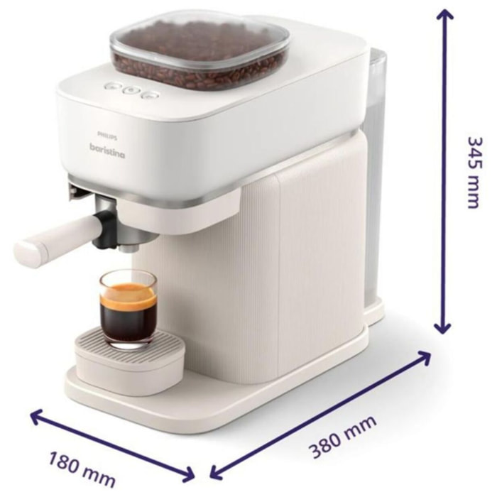 Machine à expresso PHILIPS Baristina BAR300/03 cafetière à grain Blanche + Porte-filtre jaune mangue