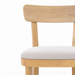 Lot de 2 chaises en bois et tissu beige - Keno