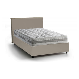 Letto piazza e mezza Assunta, Letto contenitore con rivestimento in ecopelle, 100% Made in Italy, Apertura frontale, con materasso Cm 120x200 incluso, Tortora