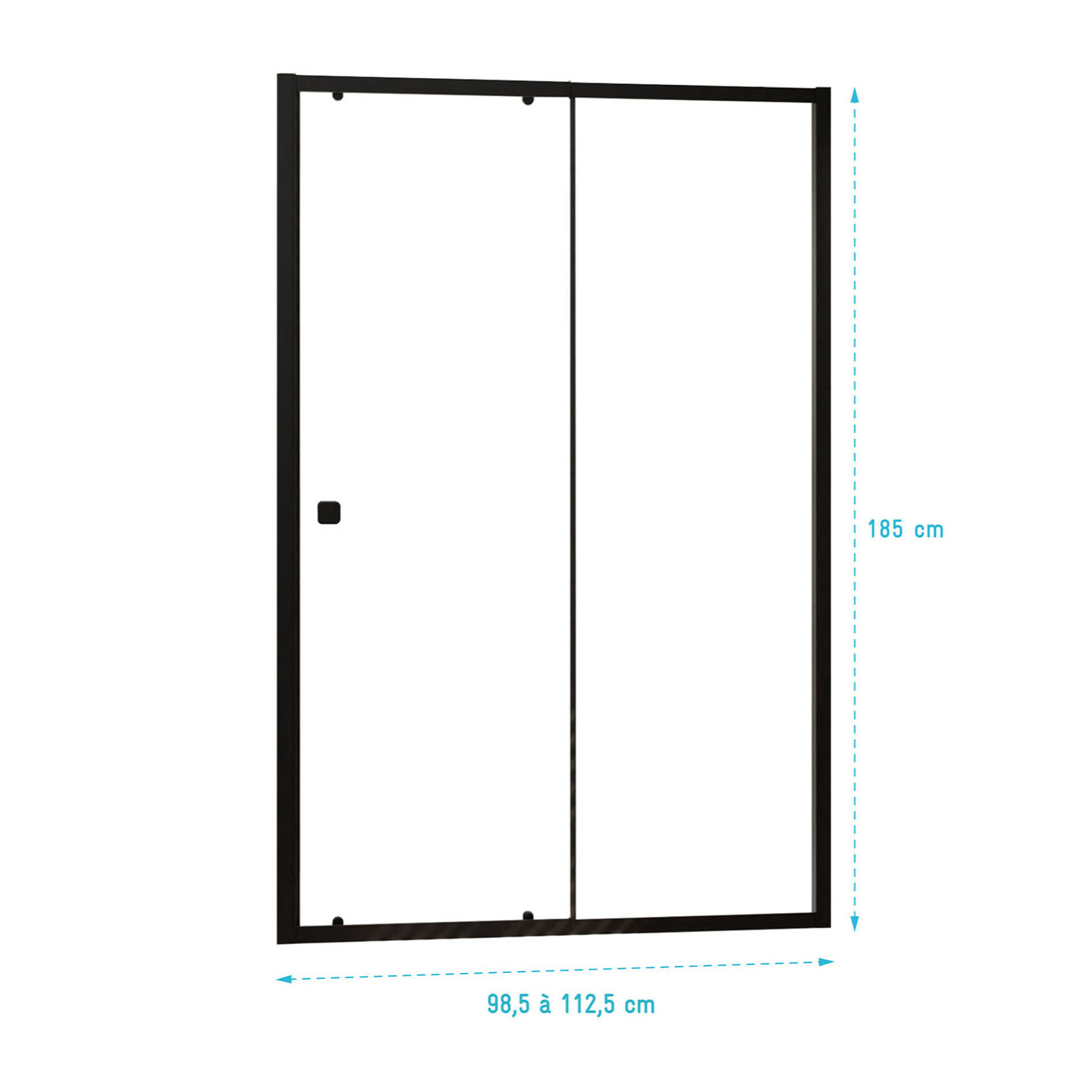 Porte de douche Coulissante Noir 100x185cm - Extensible de 98.5 à 112.5cm - BLACK SLIDE 100