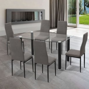 Pack 6 sillas de comedor Yuri Gris Oscuro - Negro