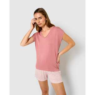 Pijama corto viscosa dune rosa