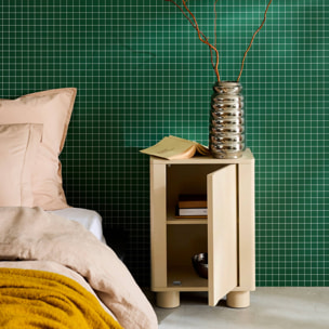 Table de chevet décor bois 1 porte réversible (lot de 2) PONDI