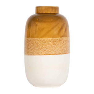 Florero Ceramica Beige Amarillo 20x20x34 Cm