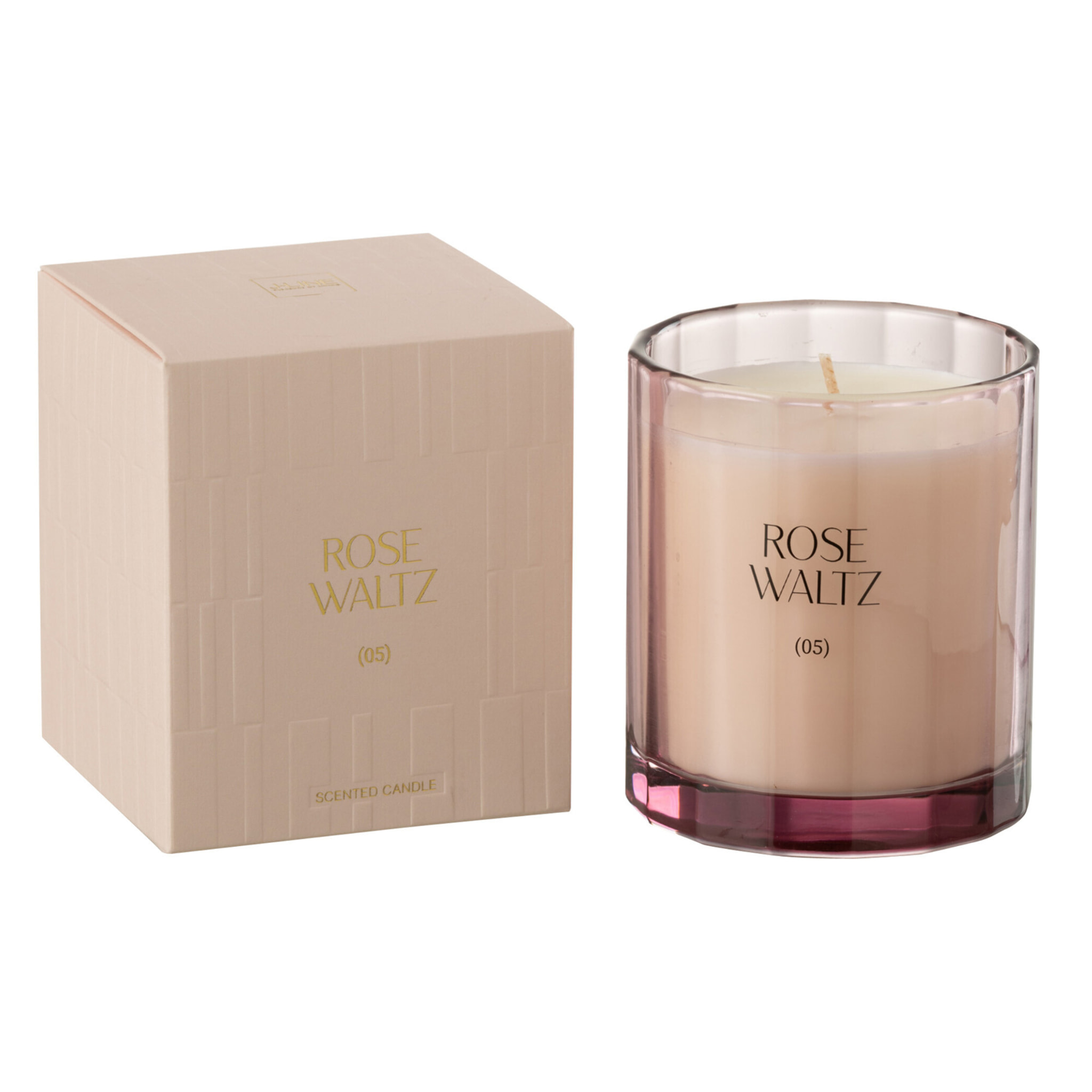 J-Line Bougie Senteur Rose Waltz Verre - 30 Heures