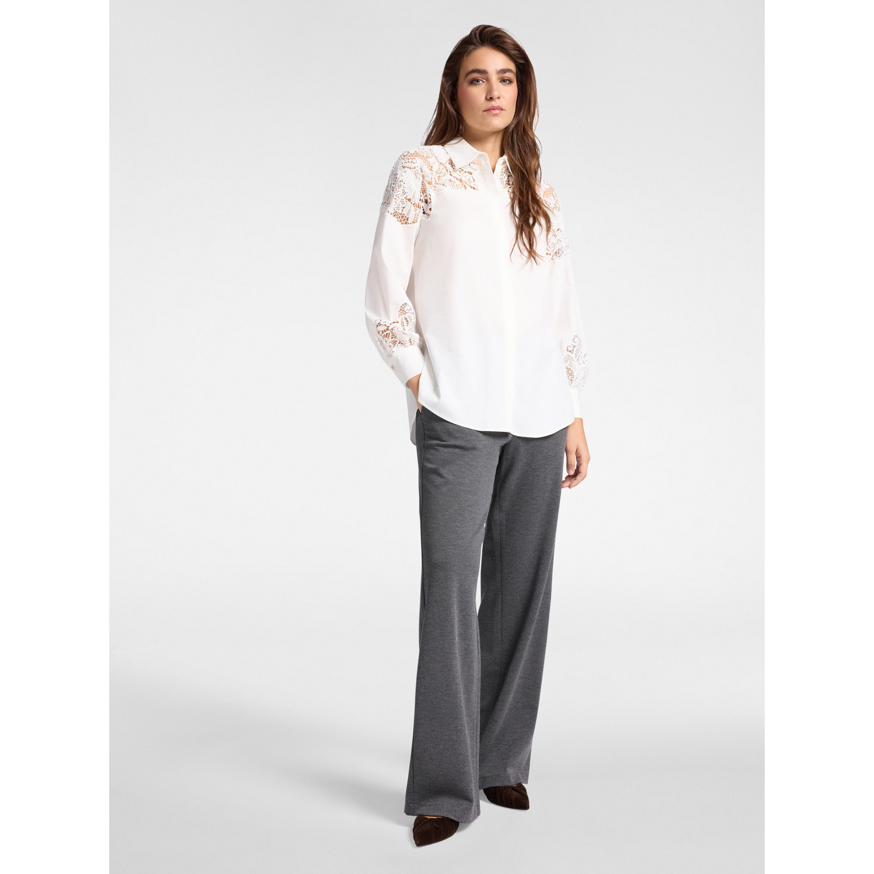 Elena Mirò - Camisa con encaje - Blanco