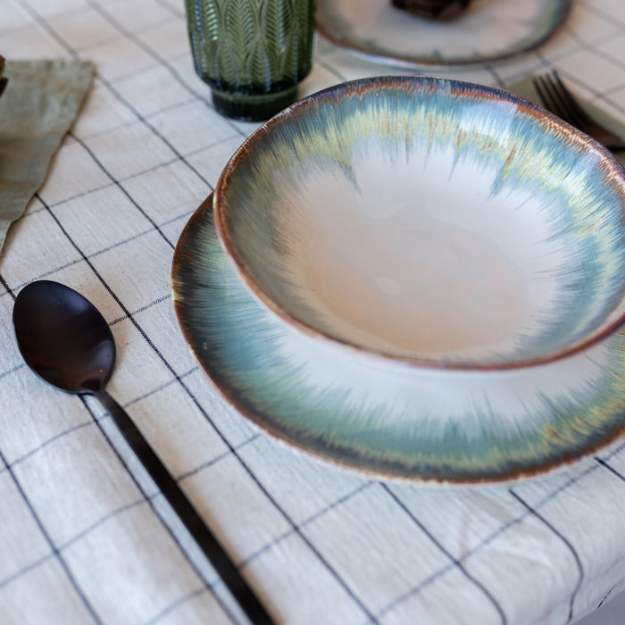 Assiettes creuses Organic 20cm bleues set de 4 Kare Design
