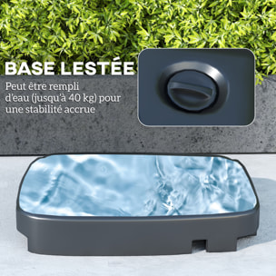 Parasol déporté carré double toit polyester gris clair