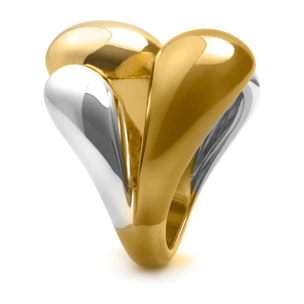 Anillo Towio acabado plata y oro amarillo 18k