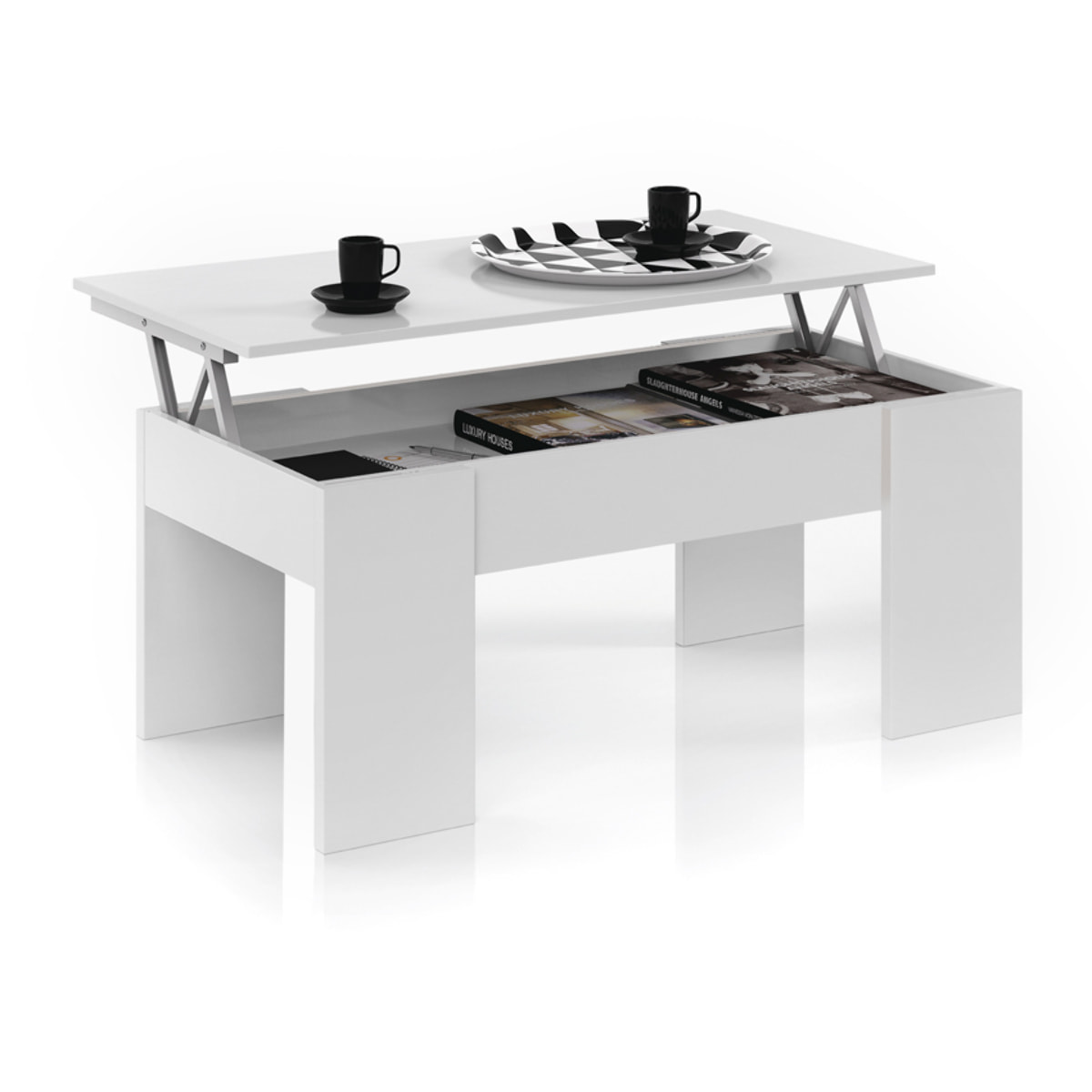 Mesa De Centro Elevable Flow 45x100x50 Cm Blanco Artik