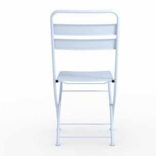 Lot de 2 chaises de jardin en métal bleu pastel, pliantes - Yumi
