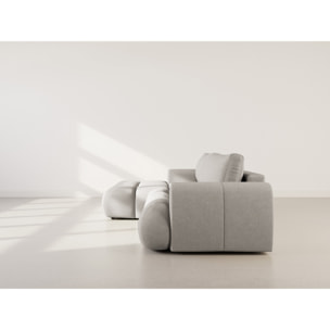 Yulin - Canapé d'angle gauche 4 places convertible avec coffre en tissu bouclette - Gris clair