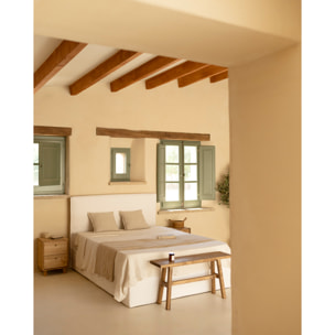 Cama con canapé desenfundable de lino blanco para colchón de varias medidas