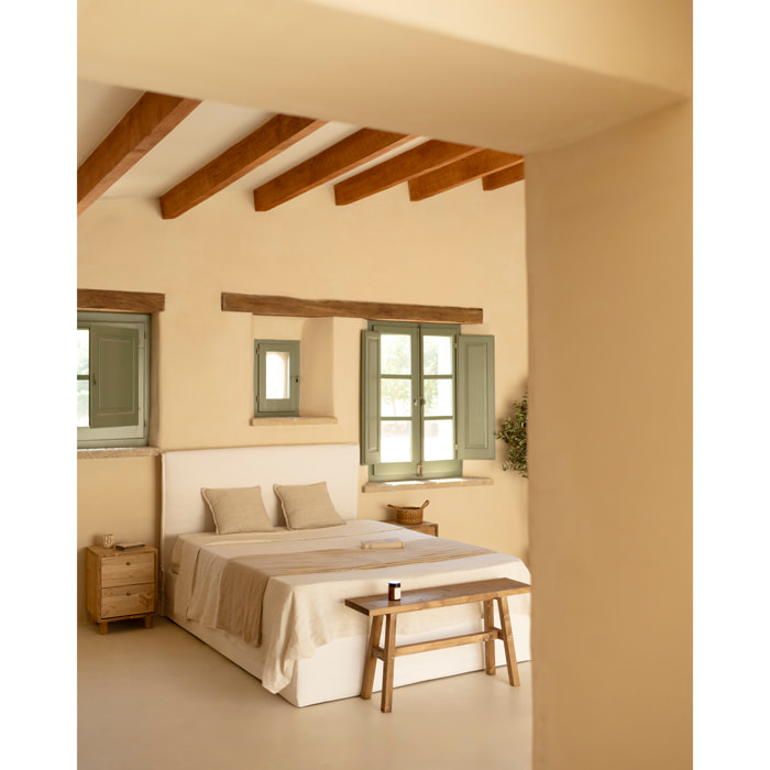 Cama con canapé desenfundable de lino blanco para colchón de varias medidas