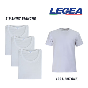 3 T-Shirt Uomo LEGEA Art. 830 Girocollo Bianco