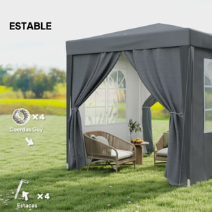 Carpa Plegable Pop-up Gazebo 2x2 m Cenador Plegable con 4 Paredes Laterales Anti-UV y Bolsa de Transporte para Camping Fiestas Gris