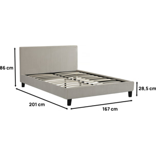 Lit en Velours Cotelé "Ambre" - 160 x 200 - Beige