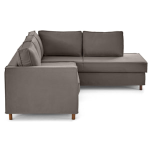 Jake - canapé déhoussable d'angle droit 5 places en tissu - Gris