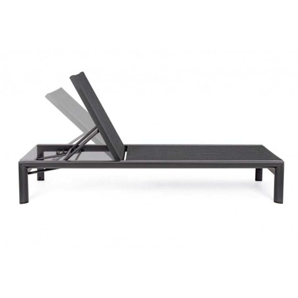 Lettino reclinabile SKIPPER NEW in alluminio e textilene antracite, con ruote