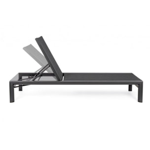 Lettino reclinabile SKIPPER NEW in alluminio e textilene antracite, con ruote
