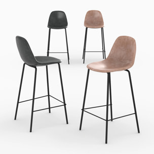 Pack 4 chaises pour îlot central taupe et gris/noir 65 cm - Henrik