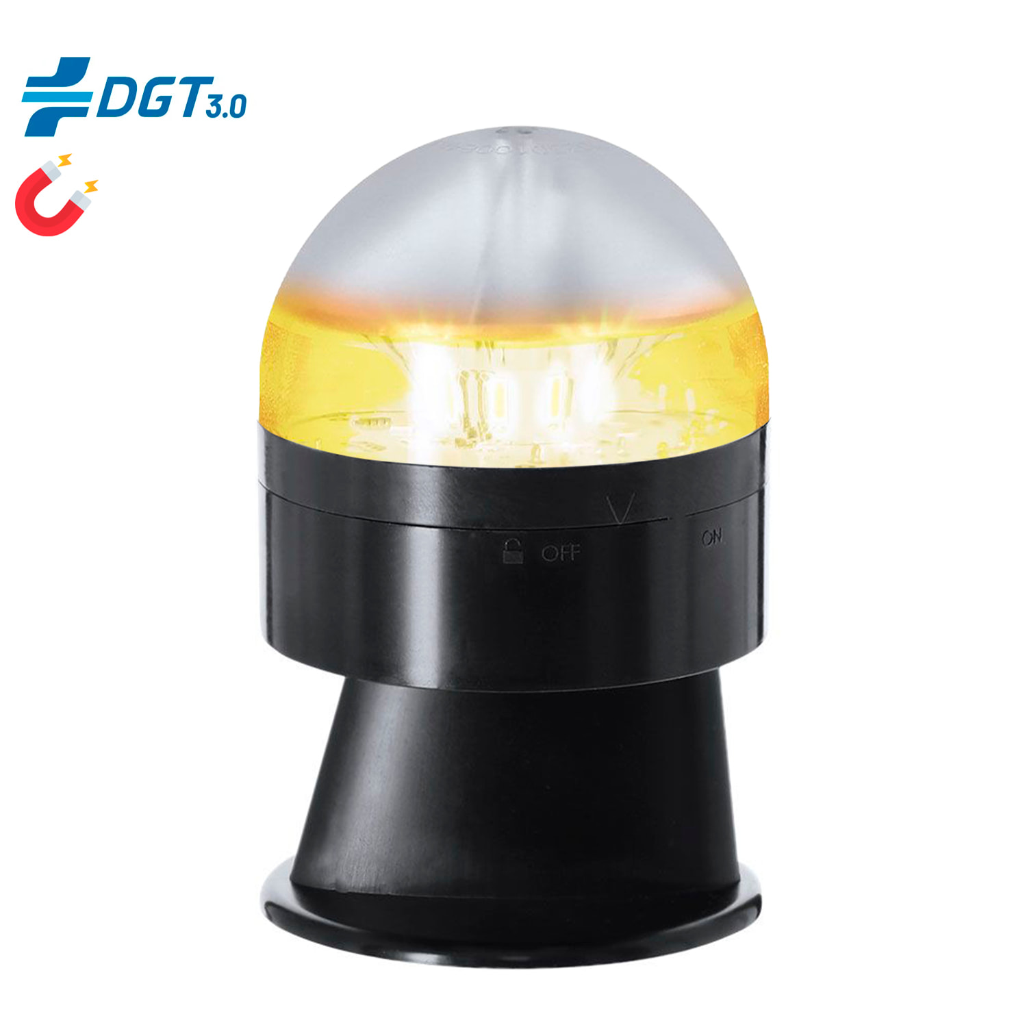 Luz de emergencia V16 geolocalizada Busby. Fijación magnética, visibilidad a 1km, con SIM gratuita y pila incluida.