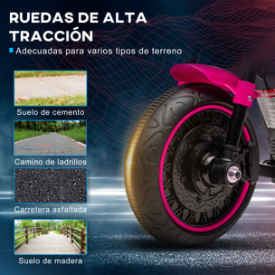 Moto Eléctrica para Niños de 18-36 Meses, Moto Eléctrica Infantil con Batería 6V, Faro y Ruedas Auxiliares Desmontables, Carga 25 kg, Rosa