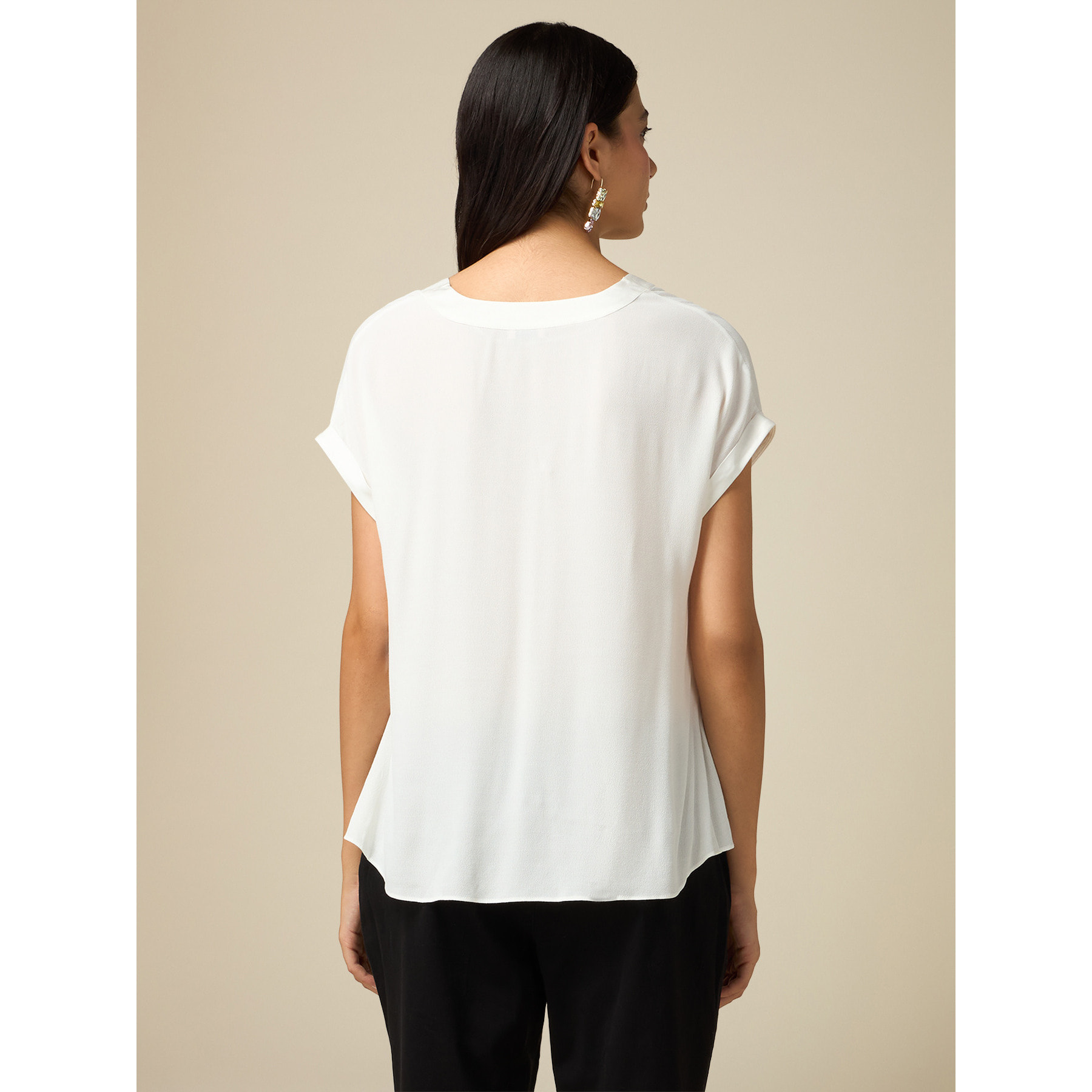 Oltre - Blusa a kimono in viscosa - Bianco