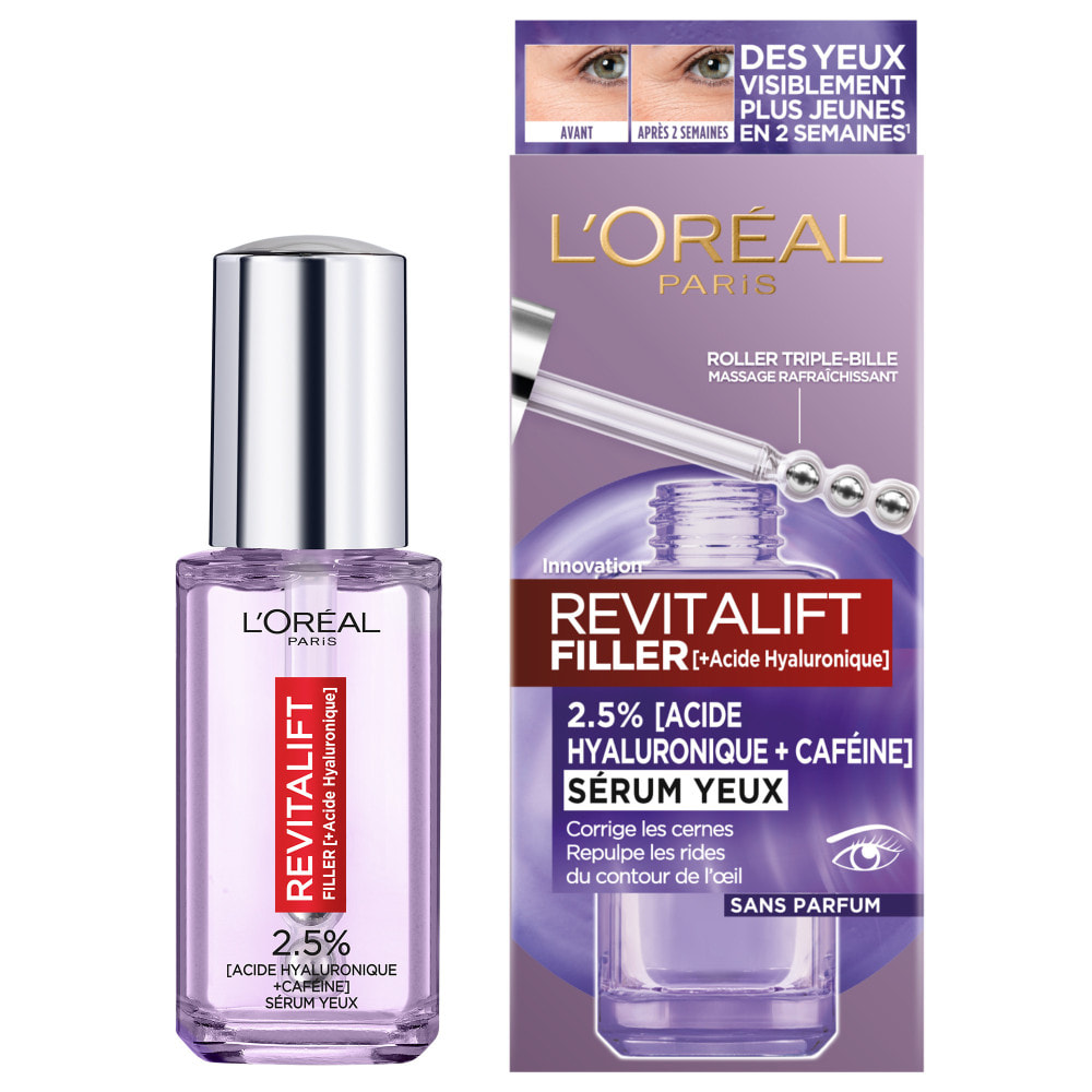 L'Oréal Paris Revitalift Filler Rituel Soins Yeux Anti-Rides à l’Acide Hyaluronique 3 produits